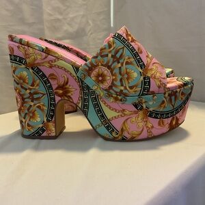 Women's Pink and Blue Platform Heels Size 11